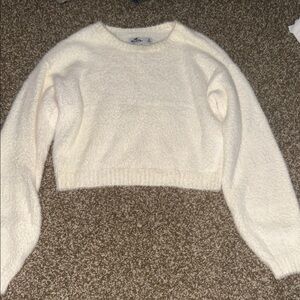 Hollister Cream Crew Neck Sweater with Ribbed Detailing